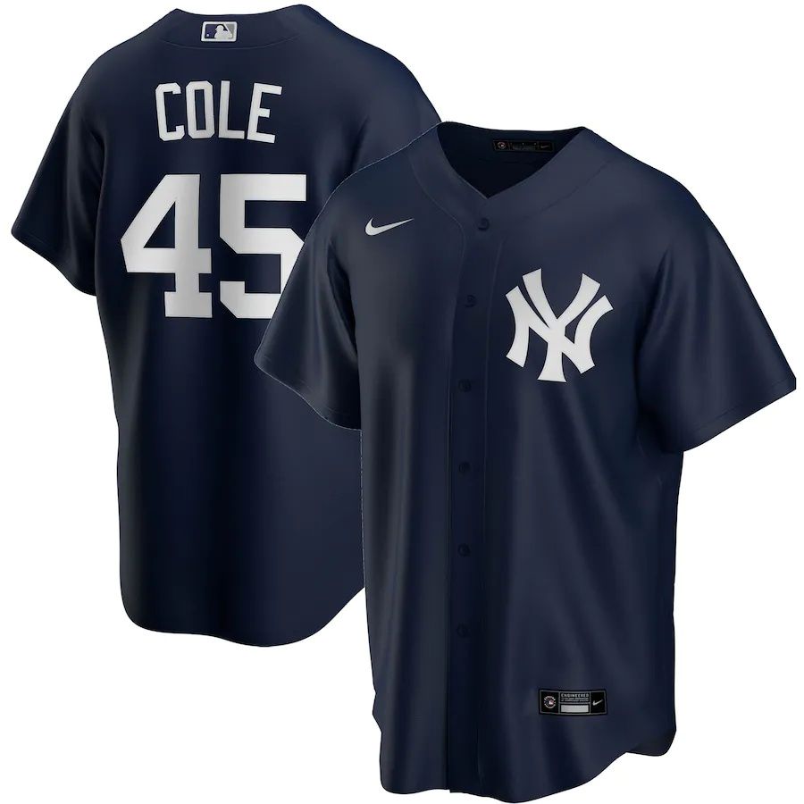 Mens New York Yankees #45 Gerrit Cole Nike Navy Alternate Replica Player Name MLB Jerseys->new york mets->MLB Jersey